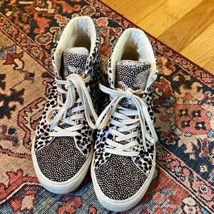 Leopard Print High-Top Sneakers